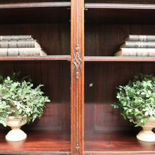 Load image into Gallery viewer, Antique English Flame Mahogany Two-Door Cabinet with Glass Panes and Key. B12448
