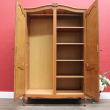 Load image into Gallery viewer, x SOLD Antique French Oak 2 Door Wardrobe Cloak Cabinet with Hanging Rail and Shelves. B12760
