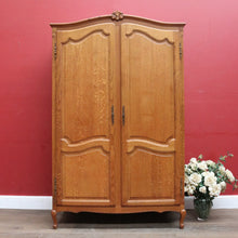 Load image into Gallery viewer, x SOLD Antique French Oak 2 Door Wardrobe Cloak Cabinet with Hanging Rail and Shelves. B12760
