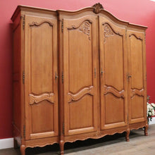 Load image into Gallery viewer, Antique French Four-Door Armoire with Hanging and Shelving – Three Keys Included. B12264
