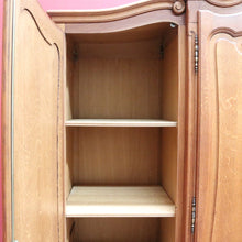 Load image into Gallery viewer, Antique French Oak 4 Door Breakfront Wardrobe Armoire with Hanging Rail and Shelves. B12804
