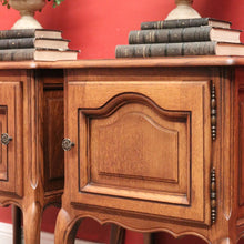 Load image into Gallery viewer, Pair of French Oak Bedside Cabinets with Brass Handles – Left &amp; Right Opening. B12322
