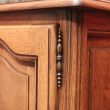 Load image into Gallery viewer, Pair of French Oak Bedside Cabinets with Brass Handles – Left &amp; Right Opening. B12322
