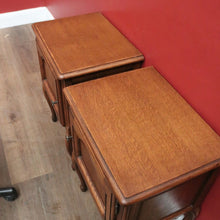 Load image into Gallery viewer, Pair of French Oak Bedside Cabinets with Brass Handles – Left &amp; Right Opening. B12322
