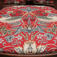 Load image into Gallery viewer, Set of 10 Antique French Oak Dining Chairs with William Morris &#39;Strawberry Thief&#39; Fabric. B12497
