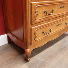 Load image into Gallery viewer, Vintage French Oak Chest of Drawers Three Drawer with Carved Detail. 12732
