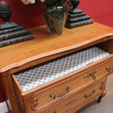 Load image into Gallery viewer, Vintage French Oak Chest of Drawers Three Drawer with Carved Detail. 12732
