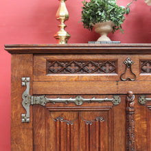 Load image into Gallery viewer, x SOLD Antique French Oak Gothic Sideboard with Quatrefoil and Linenfold Carving. B12708
