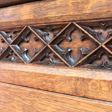 Load image into Gallery viewer, x SOLD Antique French Oak Gothic Sideboard with Quatrefoil and Linenfold Carving. B12708
