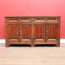 Load image into Gallery viewer, x SOLD Antique French Oak Gothic Sideboard with Quatrefoil and Linenfold Carving. B12708
