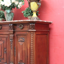 Load image into Gallery viewer, Antique French Walnut Breakfront Sideboard with Marble Top and Carved Detail. B12252
