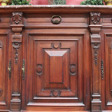 Load image into Gallery viewer, Antique French Walnut Breakfront Sideboard with Marble Top and Carved Detail. B12252
