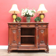 Load image into Gallery viewer, Antique French Walnut Breakfront Sideboard with Marble Top and Carved Detail. B12252
