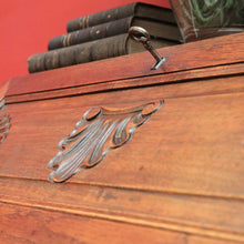 Load image into Gallery viewer, Antique French Oak Writing Bureau with Fitted Interior &amp; Scroll Feet. 2 Drawers. B12308
