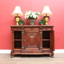 Load image into Gallery viewer, Antique French Walnut Breakfront Sideboard with Marble Top and Carved Detail. B12252
