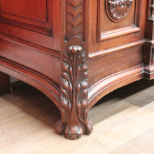 Load image into Gallery viewer, Antique French Walnut Breakfront Sideboard with Marble Top and Carved Detail. B12252
