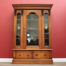 Load image into Gallery viewer, Antique Australian Cedar Bookcase with Central Gothic Arch Glass Door. B12498
