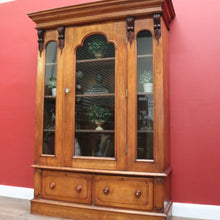 Load image into Gallery viewer, Antique Australian Cedar Bookcase with Central Gothic Arch Glass Door. B12498

