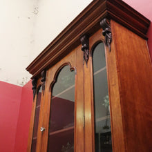 Load image into Gallery viewer, Antique Australian Cedar Bookcase with Central Gothic Arch Glass Door. B12498
