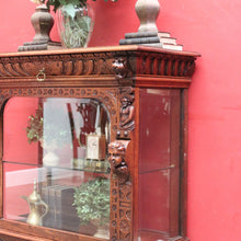 Load image into Gallery viewer, x SOLD Antique French Oak Gothic Display Cabinet with Bevelled Glass and Carved Detail. B12735
