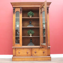 Load image into Gallery viewer, Antique Australian Cedar Bookcase with Central Gothic Arch Glass Door. B12498
