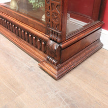 Load image into Gallery viewer, x SOLD Antique French Oak Gothic Display Cabinet with Bevelled Glass and Carved Detail. B12735

