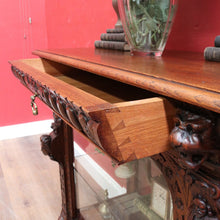 Load image into Gallery viewer, x SOLD Antique French Oak Gothic Display Cabinet with Bevelled Glass and Carved Detail. B12735
