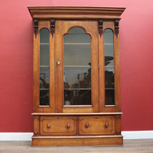 Load image into Gallery viewer, Antique Australian Cedar Bookcase with Central Gothic Arch Glass Door. B12498
