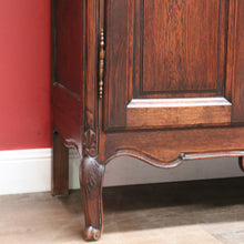 Load image into Gallery viewer, x SOLD Antique French Oak Bookcase – Carved Doors, Glass Panels, Keys, Adjustable Shelves. B12512

