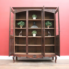 Load image into Gallery viewer, x SOLD Antique French Oak Bookcase – Carved Doors, Glass Panels, Keys, Adjustable Shelves. B12512

