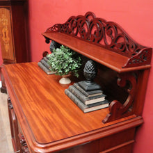 Load image into Gallery viewer, Antique English Mahogany Chiffonier – Fretwork Back, Hidden Drawer, Key Included. B12506
