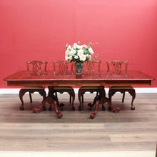 Load image into Gallery viewer, x SOLD Vintage English Mahogany Dining Table with Two Leaves and Lion’s Paw Feet. B12872
