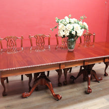 Load image into Gallery viewer, x SOLD Vintage English Mahogany Dining Table with Two Leaves and Lion’s Paw Feet. B12872
