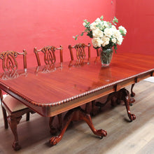 Load image into Gallery viewer, x SOLD Vintage English Mahogany Dining Table with Two Leaves and Lion’s Paw Feet. B12872
