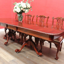 Load image into Gallery viewer, x SOLD Vintage English Mahogany Dining Table with Two Leaves and Lion’s Paw Feet. B12872
