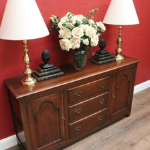 Load image into Gallery viewer, Vintage Australian Cedar Sideboard – 3 Drawers, 2 Cupboards, Brass Handles. B12502
