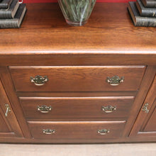 Load image into Gallery viewer, Vintage Australian Cedar Sideboard – 3 Drawers, 2 Cupboards, Brass Handles. B12502
