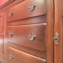 Load image into Gallery viewer, Vintage Australian Cedar Sideboard – 3 Drawers, 2 Cupboards, Brass Handles. B12502
