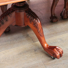 Load image into Gallery viewer, x SOLD Vintage English Mahogany Dining Table with Two Leaves and Lion’s Paw Feet. B12872
