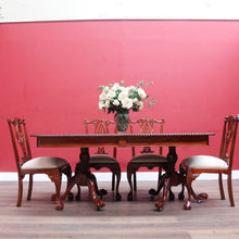 Load image into Gallery viewer, x SOLD Vintage English Mahogany Dining Table with Two Leaves and Lion’s Paw Feet. B12872
