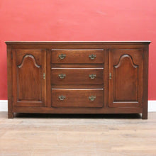 Load image into Gallery viewer, Vintage Australian Cedar Sideboard – 3 Drawers, 2 Cupboards, Brass Handles. B12502
