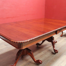 Load image into Gallery viewer, x SOLD Vintage English Mahogany Dining Table with Two Leaves and Lion’s Paw Feet. B12872
