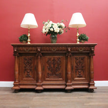 Load image into Gallery viewer, x SOLD Grand Antique French Carved Sideboard – Lion Heads, Cutlery Drawers, 3 Keys. B12283
