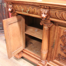 Load image into Gallery viewer, x SOLD Grand Antique French Carved Sideboard – Lion Heads, Cutlery Drawers, 3 Keys. B12283
