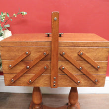 Load image into Gallery viewer, Vintage French Oak Sewing Box – Scissor-Action 3-Tier, 6-Drawer Design with Twin Pedestal Base &amp; Stretcher. B12294
