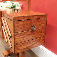 Load image into Gallery viewer, Vintage French Oak Sewing Box – Scissor-Action 3-Tier, 6-Drawer Design with Twin Pedestal Base &amp; Stretcher. B12294
