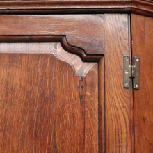 Load image into Gallery viewer, Antique Georgian English Oak Corner Cabinet – Brass Fittings, Key, 3 Shelves. B12504
