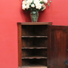 Load image into Gallery viewer, Antique Georgian English Oak Corner Cabinet – Brass Fittings, Key, 3 Shelves. B12504
