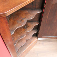 Load image into Gallery viewer, Antique Georgian English Oak Corner Cabinet – Brass Fittings, Key, 3 Shelves. B12504
