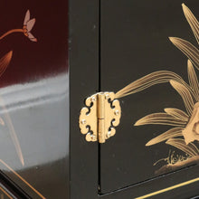 Load image into Gallery viewer, x SOLD Oriental Inspired Black Lacquer Chinoiserie Cabinet with Hand Painted Scenes. B12751
